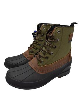 Kamik Mens Size 11 Lawrence Dark Olive Leather Insulated Waterproof Winter Boots